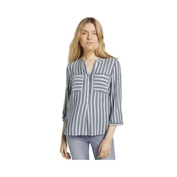 Tom Tailor - Blusa Listrada c/ Mangá Francês 44 - MP_0012975_1016190