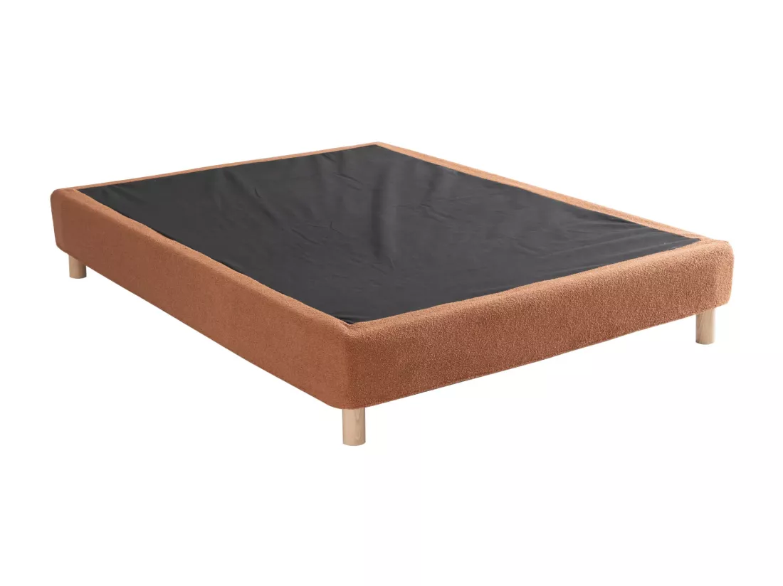 Cache-sommier bouclette intégral terracotta 90x190 - Boucletta