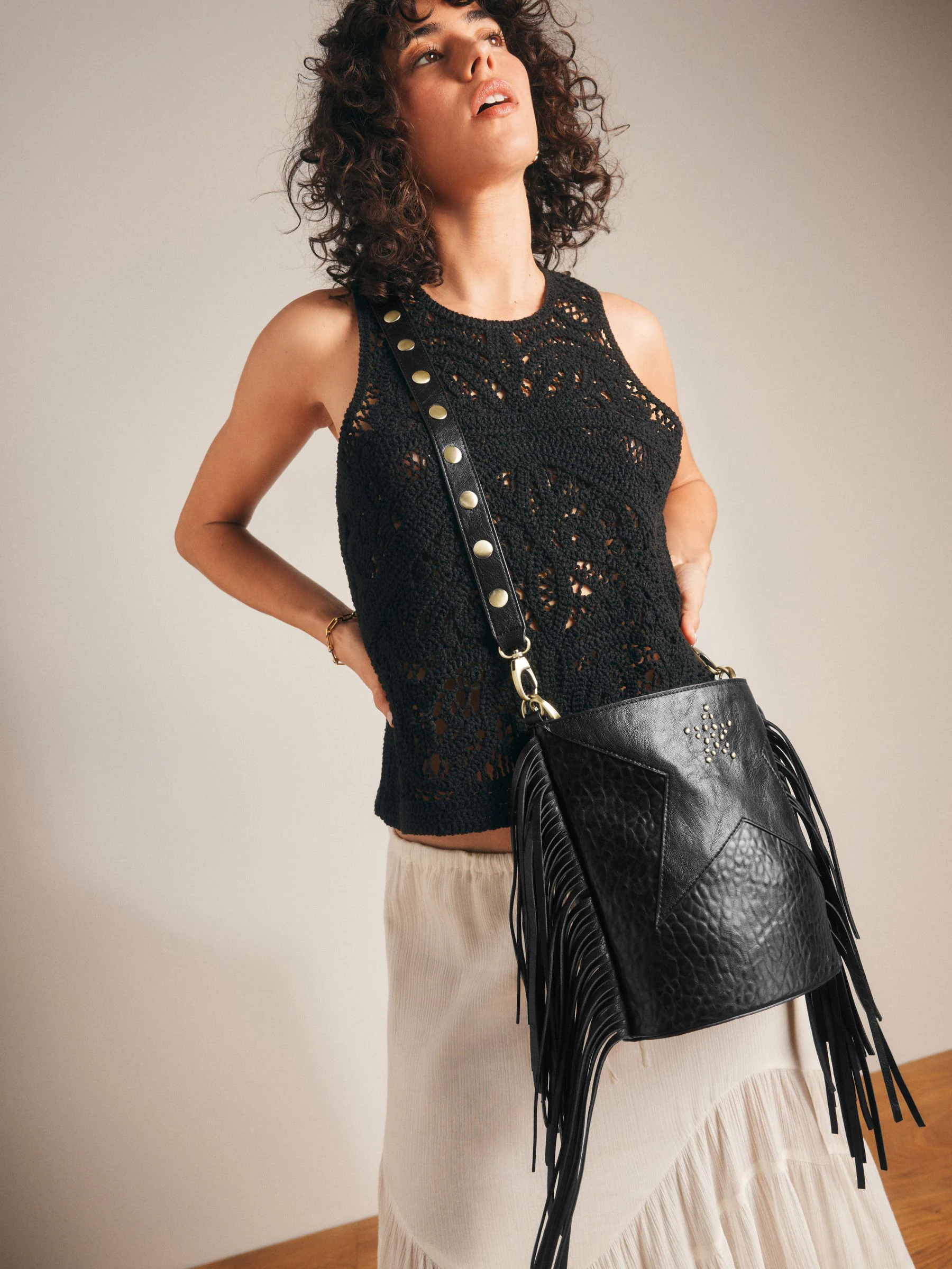 Rockett St George Stervormige Cross-Body Bucket Bag met Studs