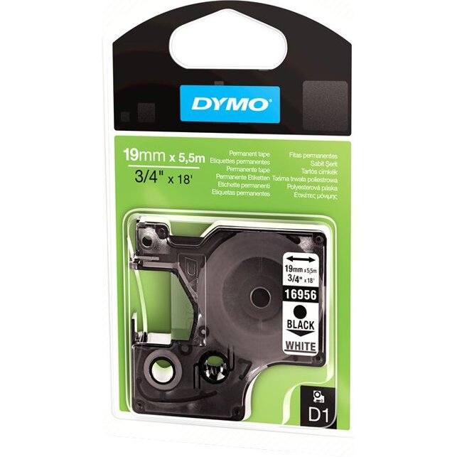 DYMO Ruban d'étiquette D1 noir/blanc,19 mm x 5,5 m