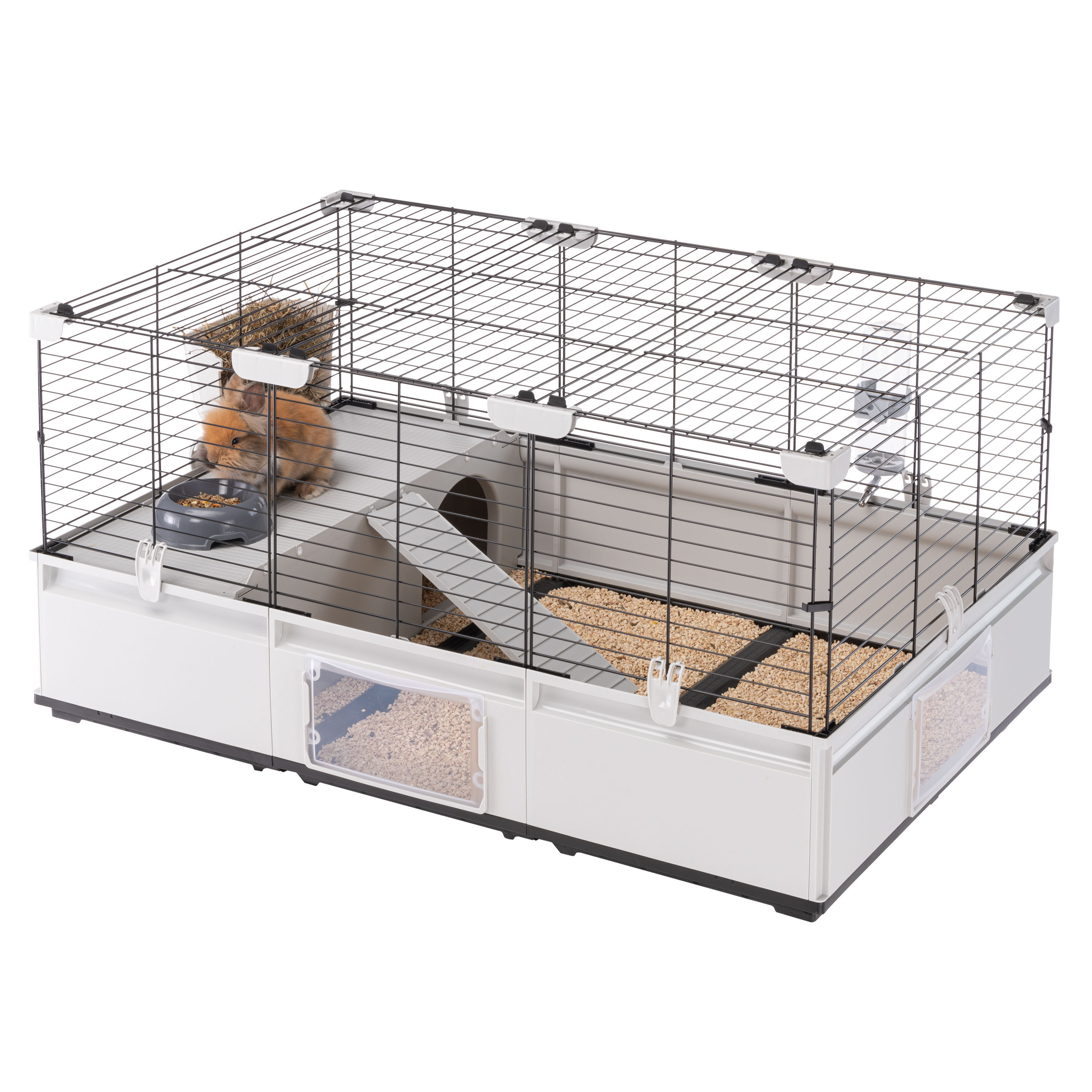 Ferplast Modulair 2 - Konijnenkooi - Grijs / Zwart - 75x109x44 cm