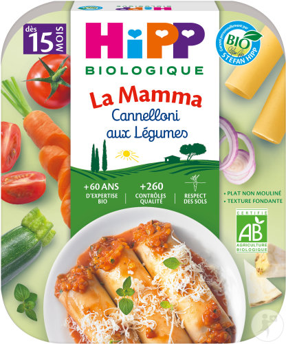 HiPP Biologique La Mamma Cannelloni Aux Légumes Dès 15 Mois Assiette 250g