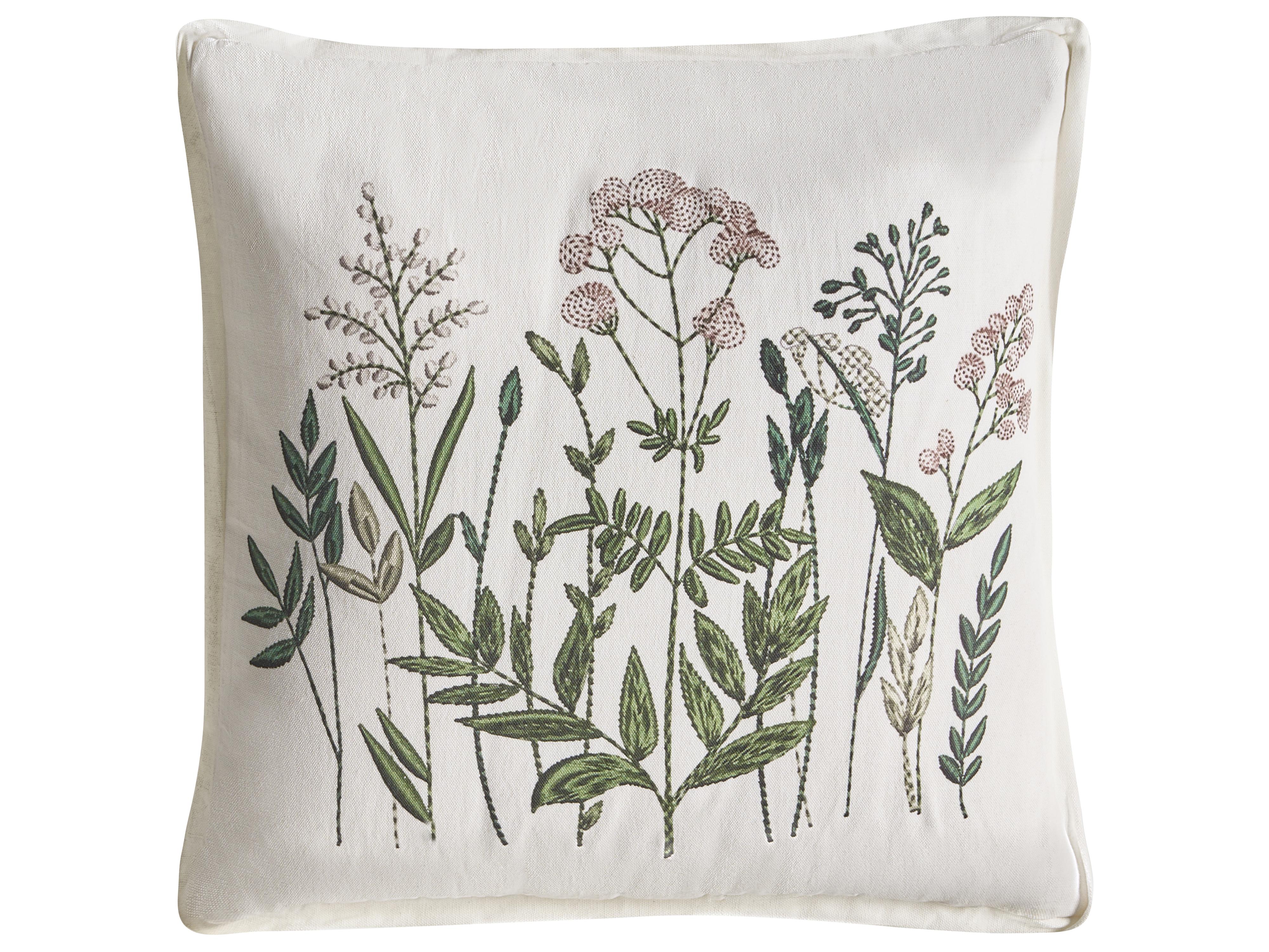 Set van 2 sierkussens FERNA Katoen 45 x 45 cm Wit/beige bloempatroon