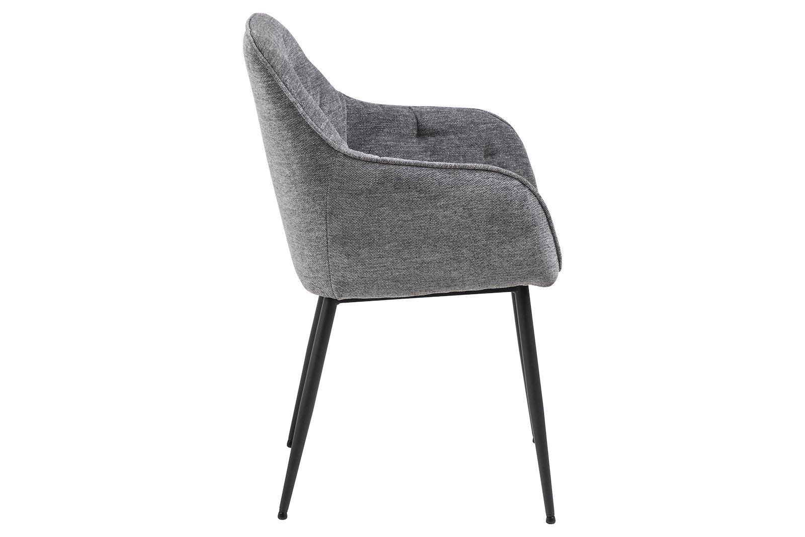 Brooke spisestol Tekstil Skyland 45 antrasitt med sortlakkert stålben. Med arm.