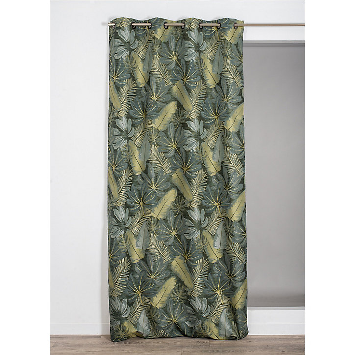 Rideau obscurcissant à œillet Tropico Rocle l.135 x l.260 cm vert tilleuil