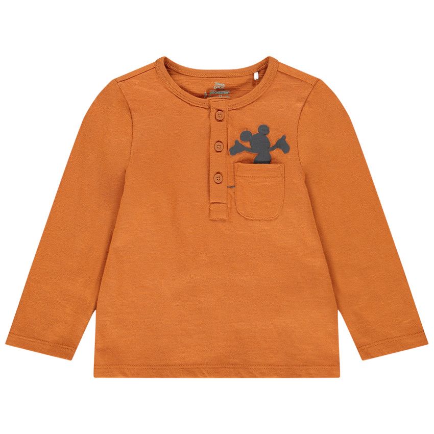 T-shirt manches longues print Mickey Disney pour bébé garçon - Marron
