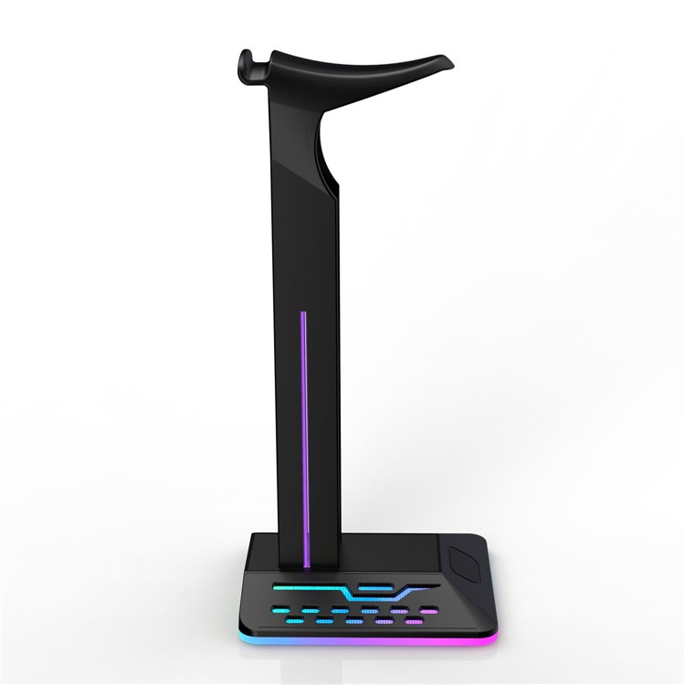 Gaming Kopfhörer Halterung Ständer für Over-Ear Headset mit 2x USB A Anschluss   RGB Beleuchtung - Schwarz