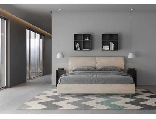 ITYHOME - Lit coffre mados 180x200 microfibra sable