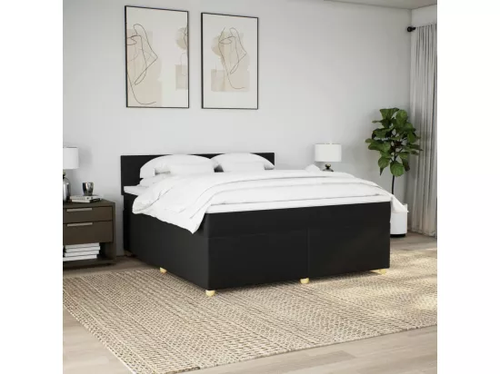Sommier à lattes de lit avec matelas Noir 180x200 cm Tissu