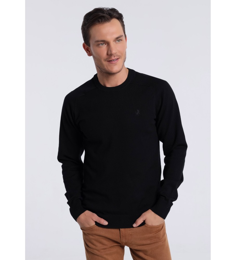 Blusa básica de malha Lois com touro preto bordado