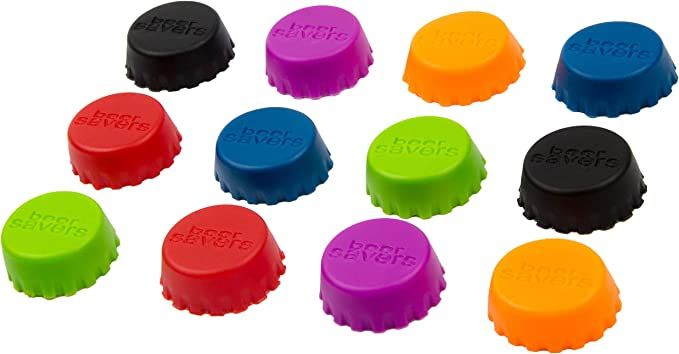 (12er Set) Ø25mm Silikon Flaschenverschluss Kronkorken Deckel für Glas / PET Flaschen - Bunt
