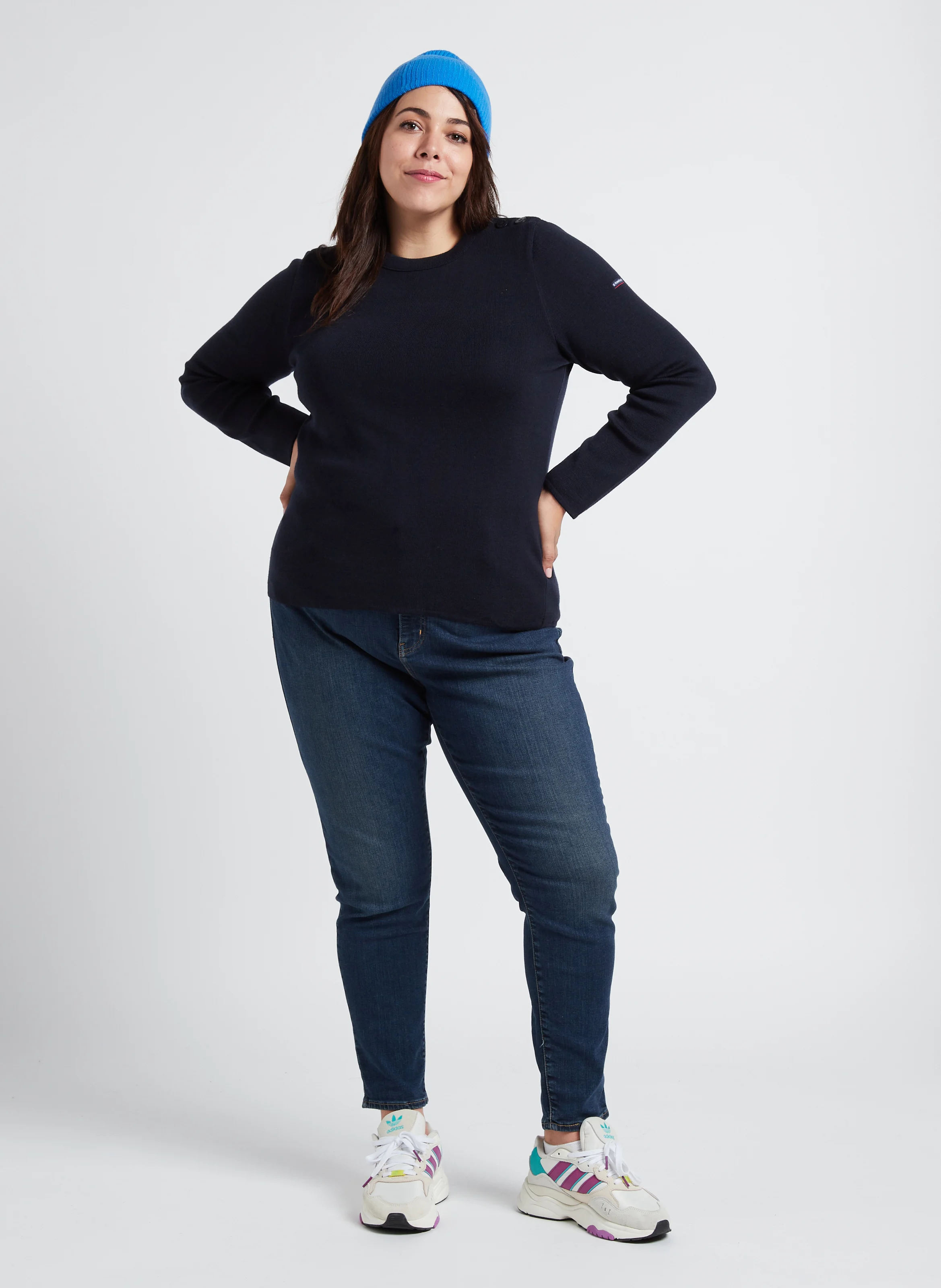 BRIAC - Pull col rond rayé en laine | Bleu