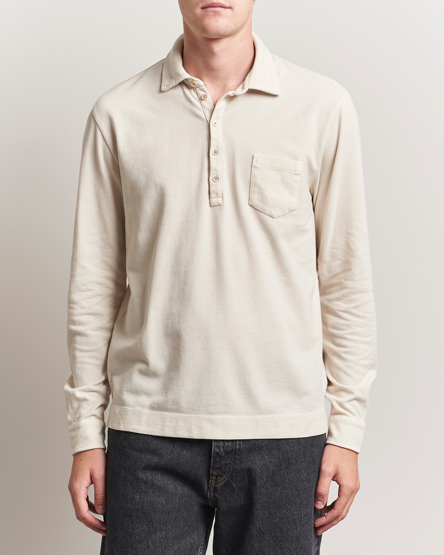 Massimo Alba Ischia Cotton/Cashmere Long Sleeve Polo Off White