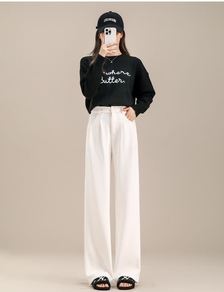 evanesce - Corduroy High Rise Rib Wide Leg Broek