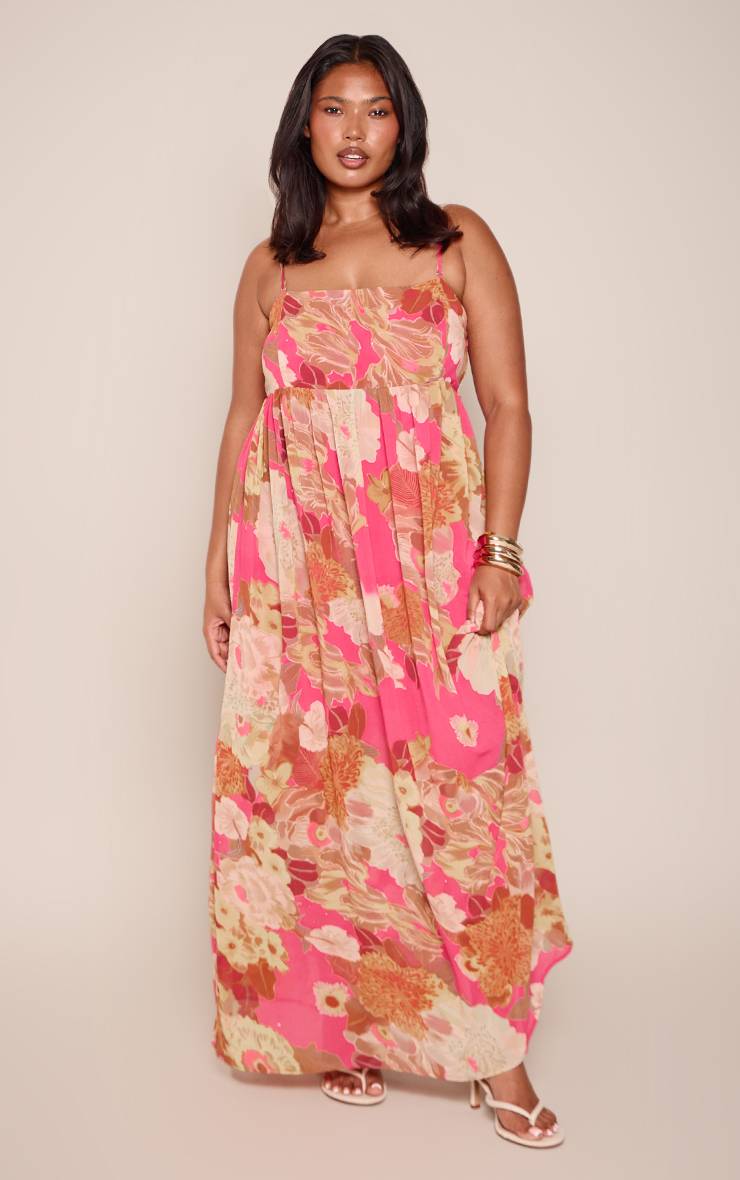Rose Fuchsia Robe Maxi Fluide À Bandeau Grande Taille