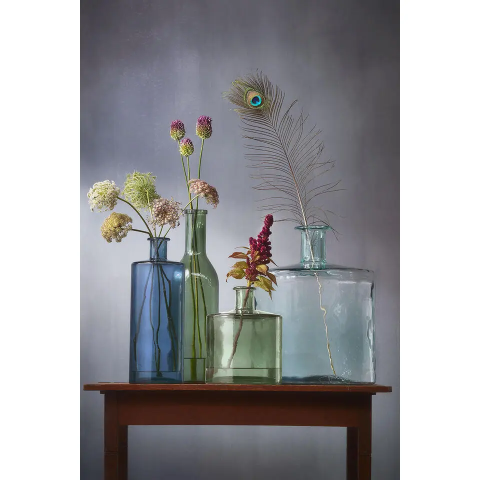 Mica Decorations Guan Glazen Fles - H26 x Ø21 cm - Groen