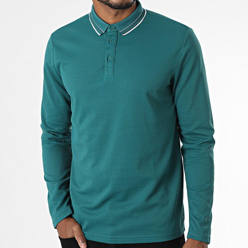 Polo Manches Longues Turquoise Foncé