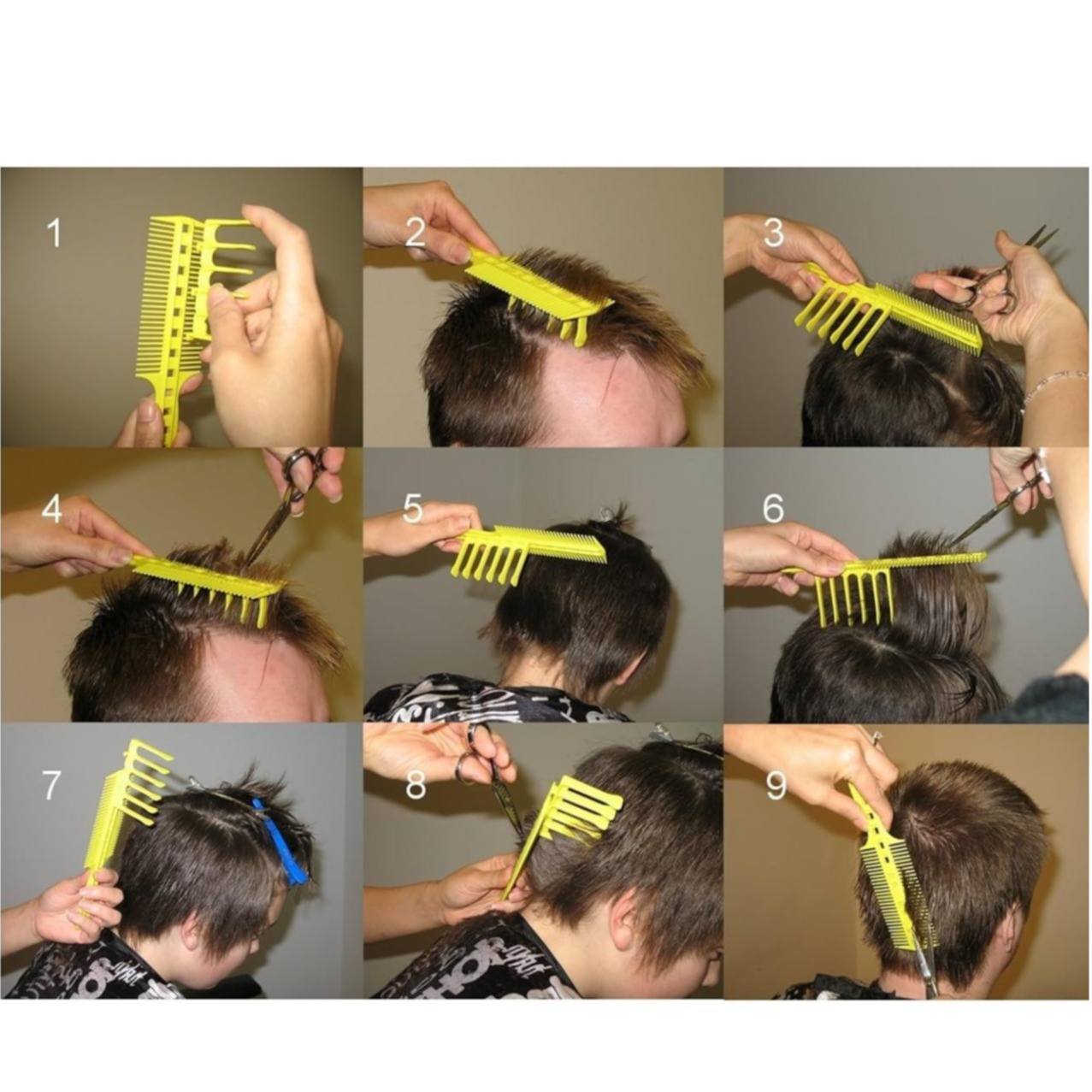 (8-tlg. Set) Haar Schneide Hilfe Frisur Styling Kamm mit Aufsätzen