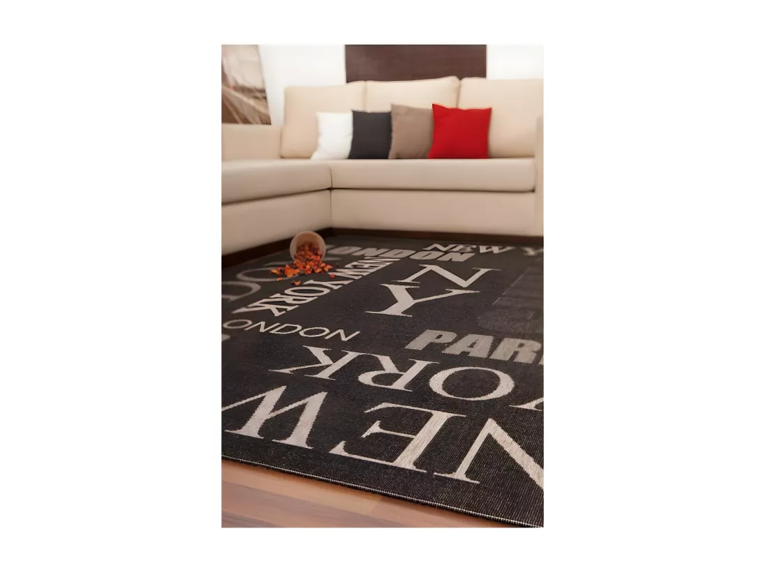 Tapis 150x80cm, design F115A coloris graphite - Confort et élégance pour votre intérieur