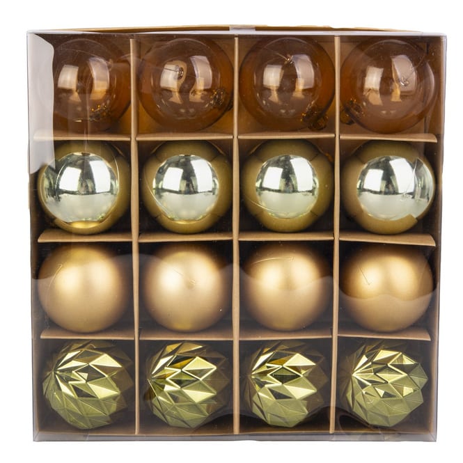 Christbaumkugeln - bruchfest - grün/gold - ca. 6 cm - 6 Stück