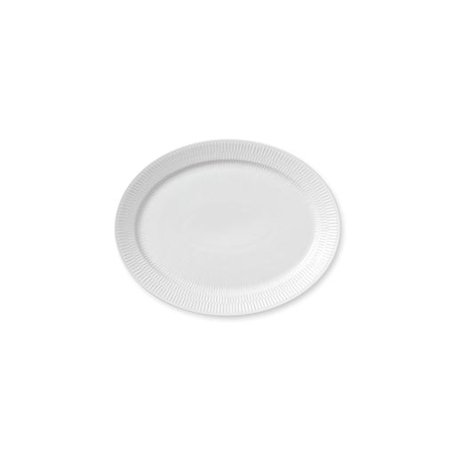 Royal Copenhagen Hvid Riflet Serveringsfad, 27,5x34 cm
