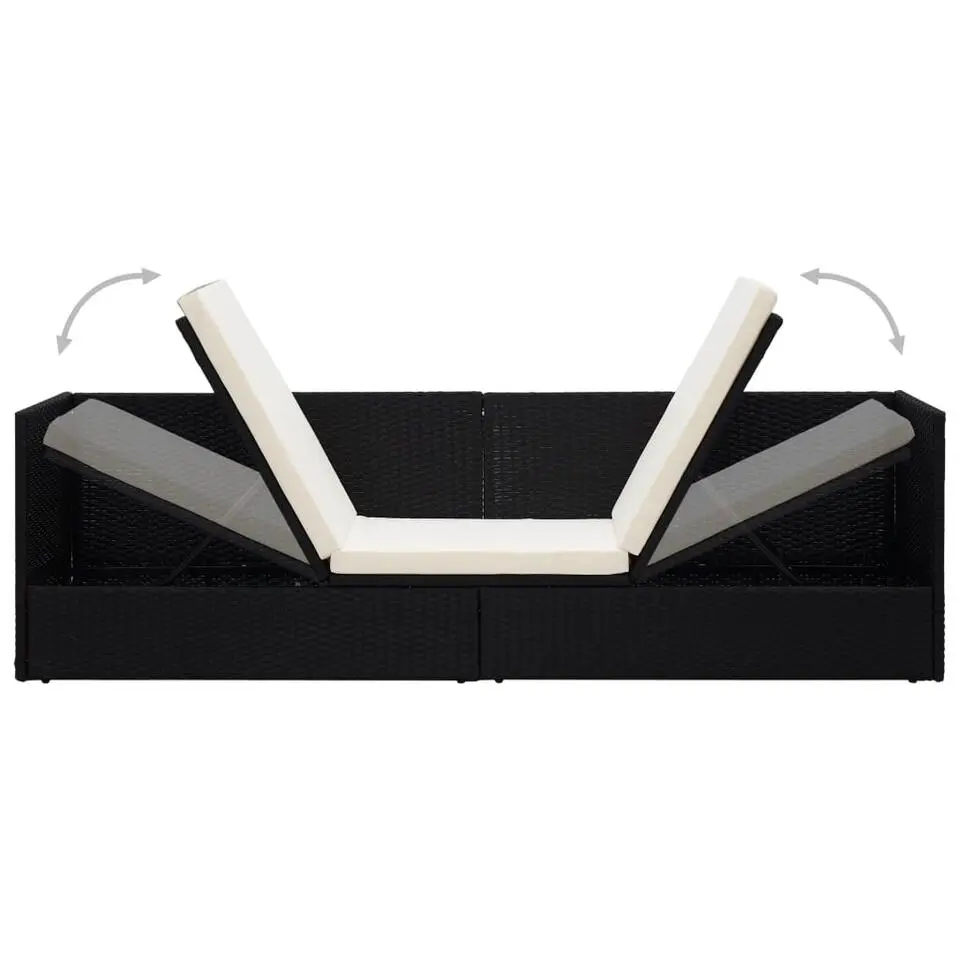 vidaXL - Loungebank - Zwart - Poly rattan
