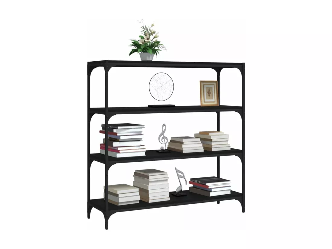 Bibliothèque Noir 100x33x100 cm Bois d'ingénierie et acier