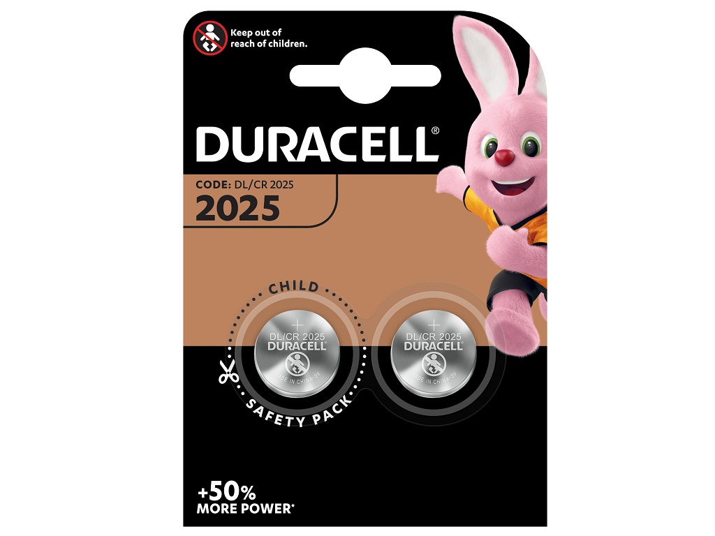PILHA DE LÍTIO DURACELL DL/CR 2025 PACK 2 UNIDADES