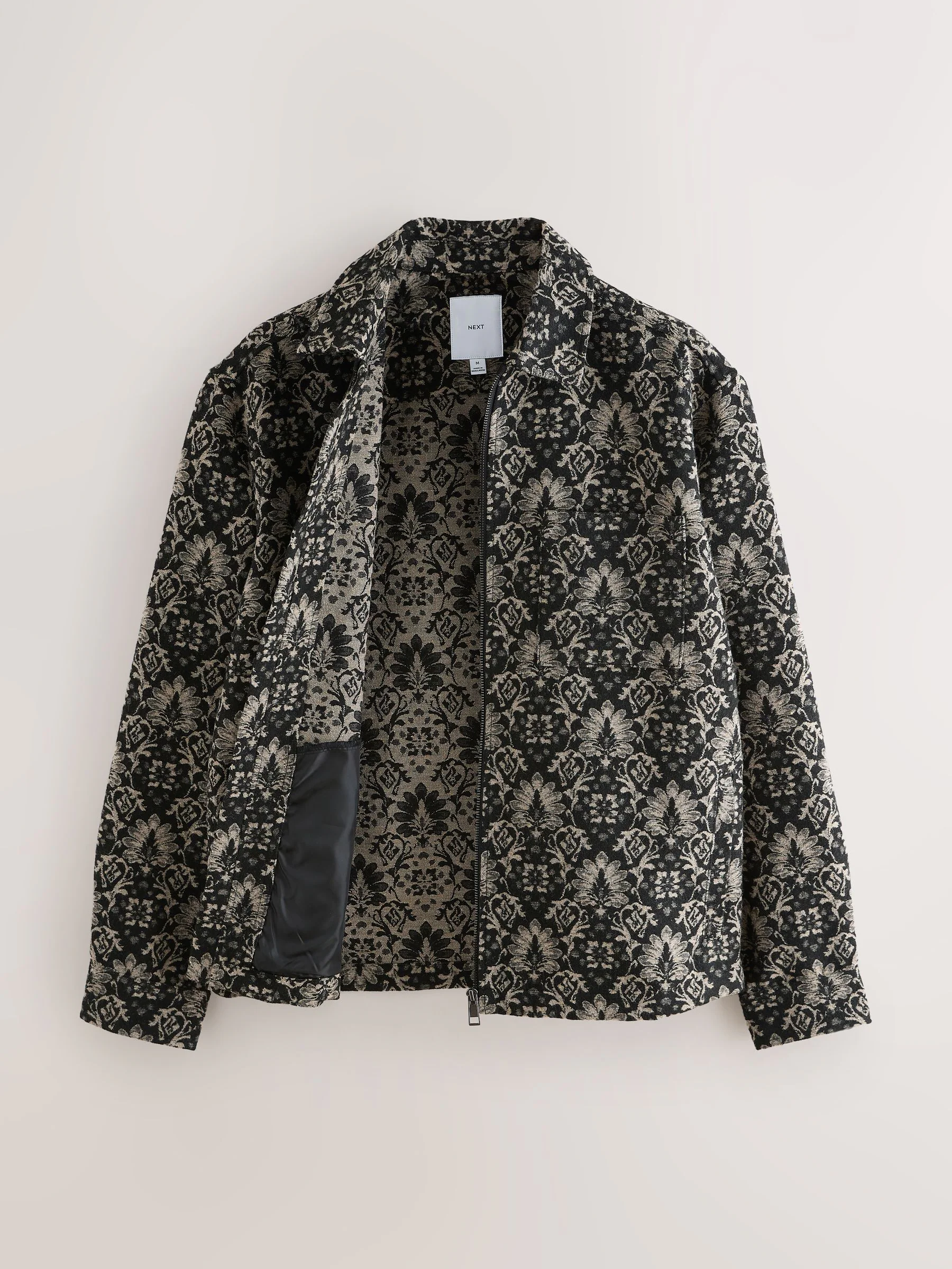 Zwart/wit - Medallion Printed Zipped Shacket