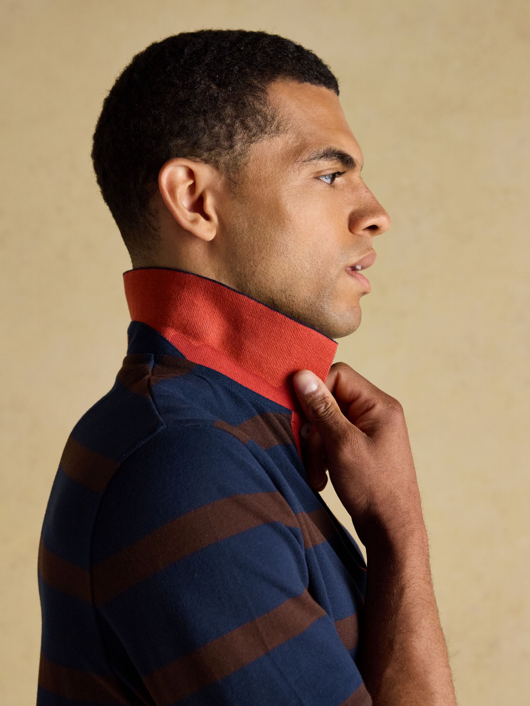 Bruin en navy - Joules Woody pigué poloshirt van katoen