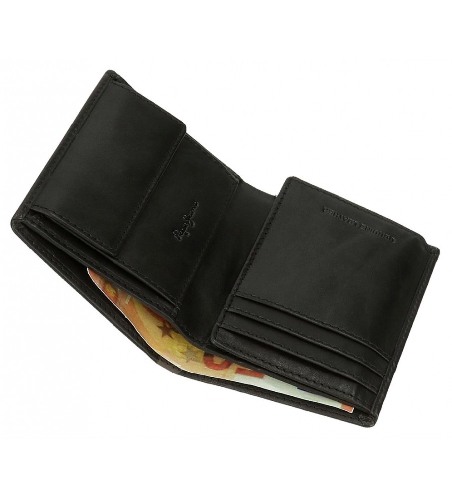 Carteira vertical Pepe Jeans Marshal em couro preto