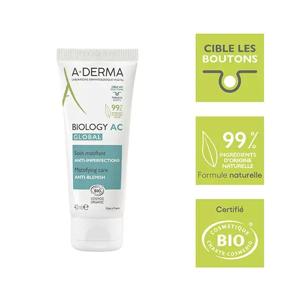 A-Derma Biology AC Global Soin Matifiant Anti-Imperfections 40 ml