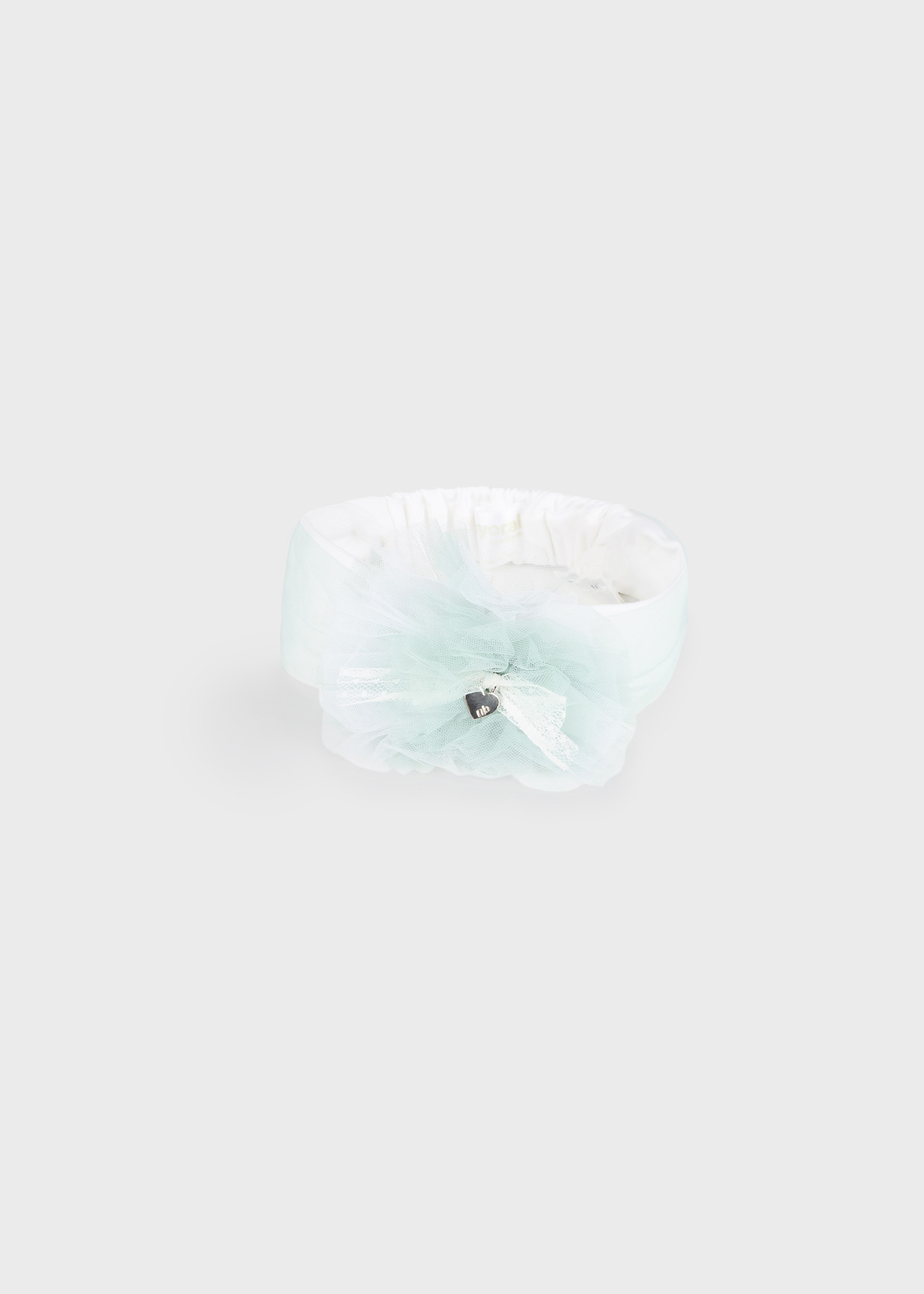 Faixa de cabeça elástica de tule com flor Jade para recém-nascidos