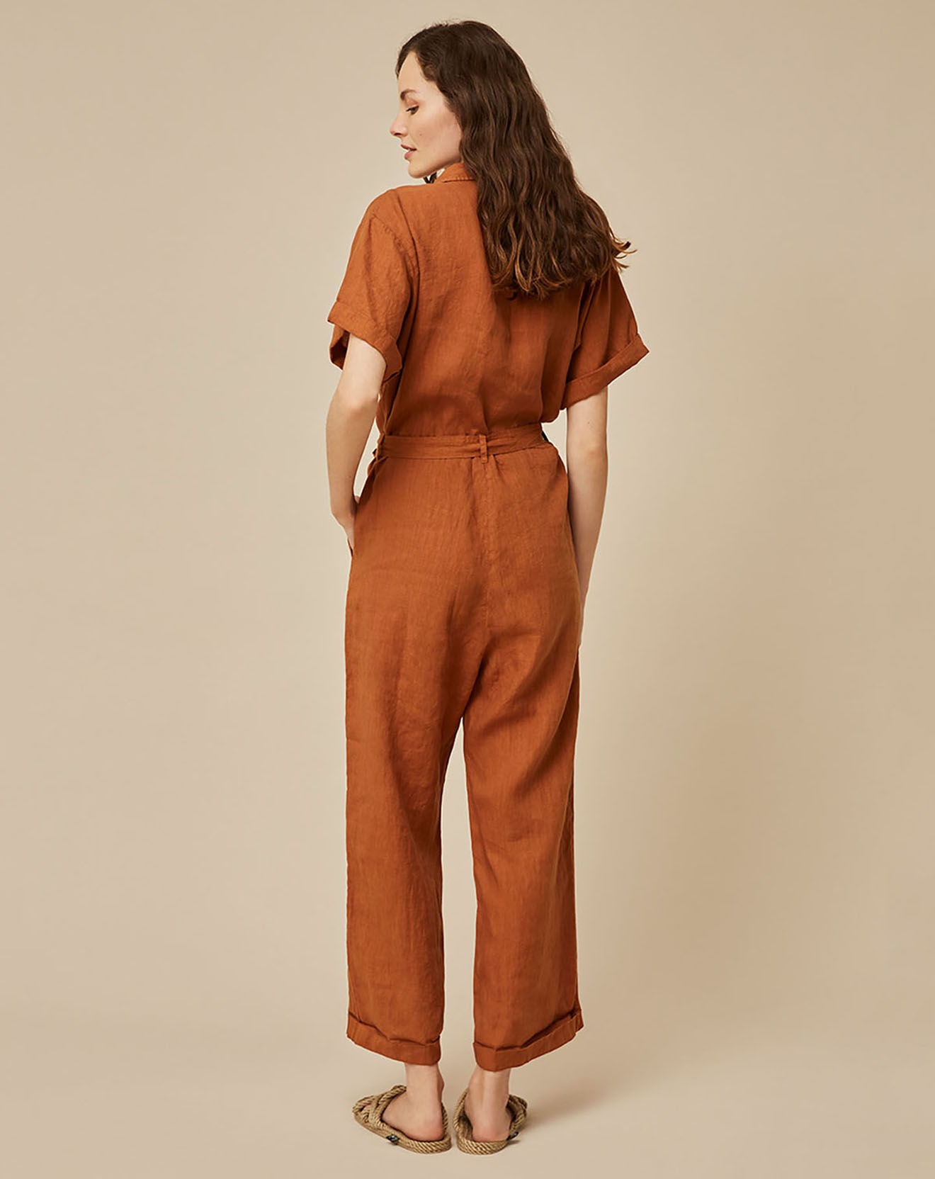 Harris Wilson Pantalon 100% Lin Carry cacao