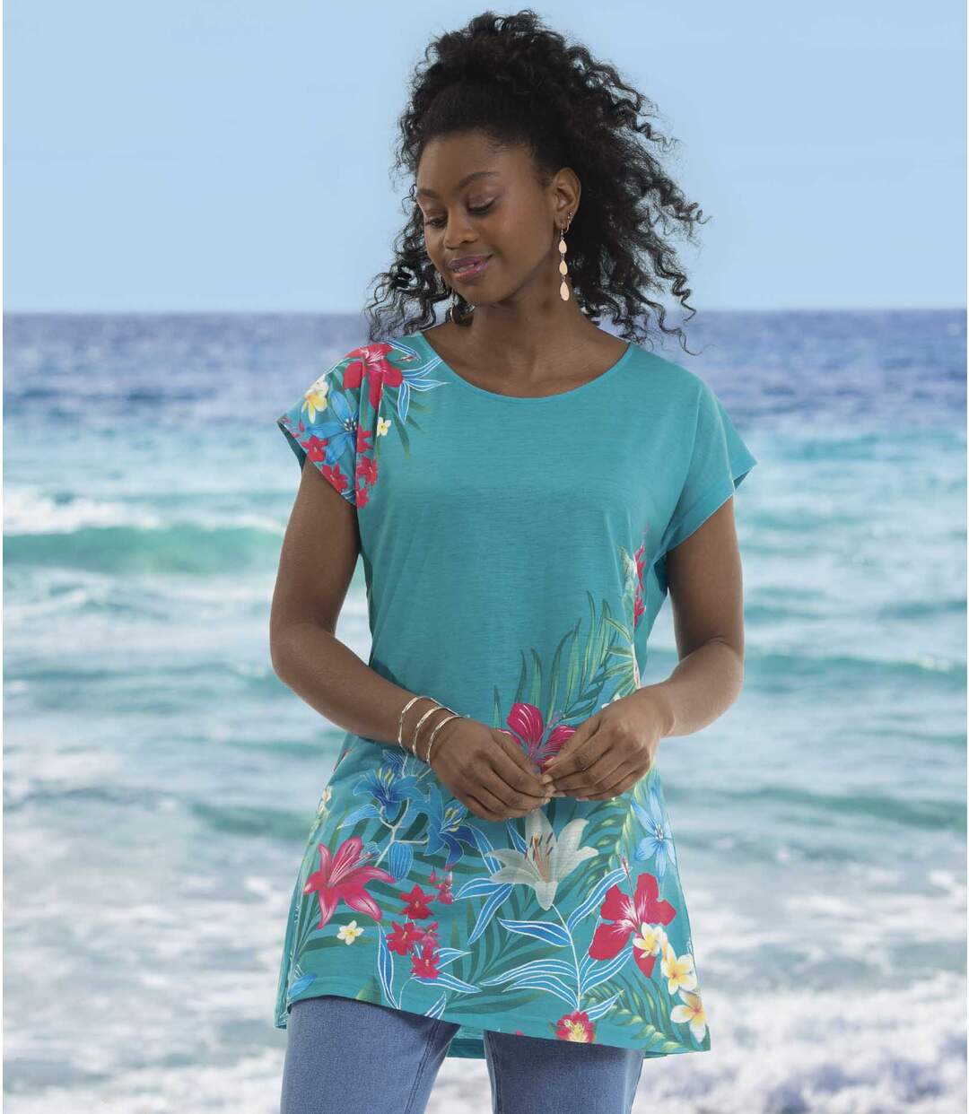 Maxi Tee-Shirt Imprimé Maxi Fleurs