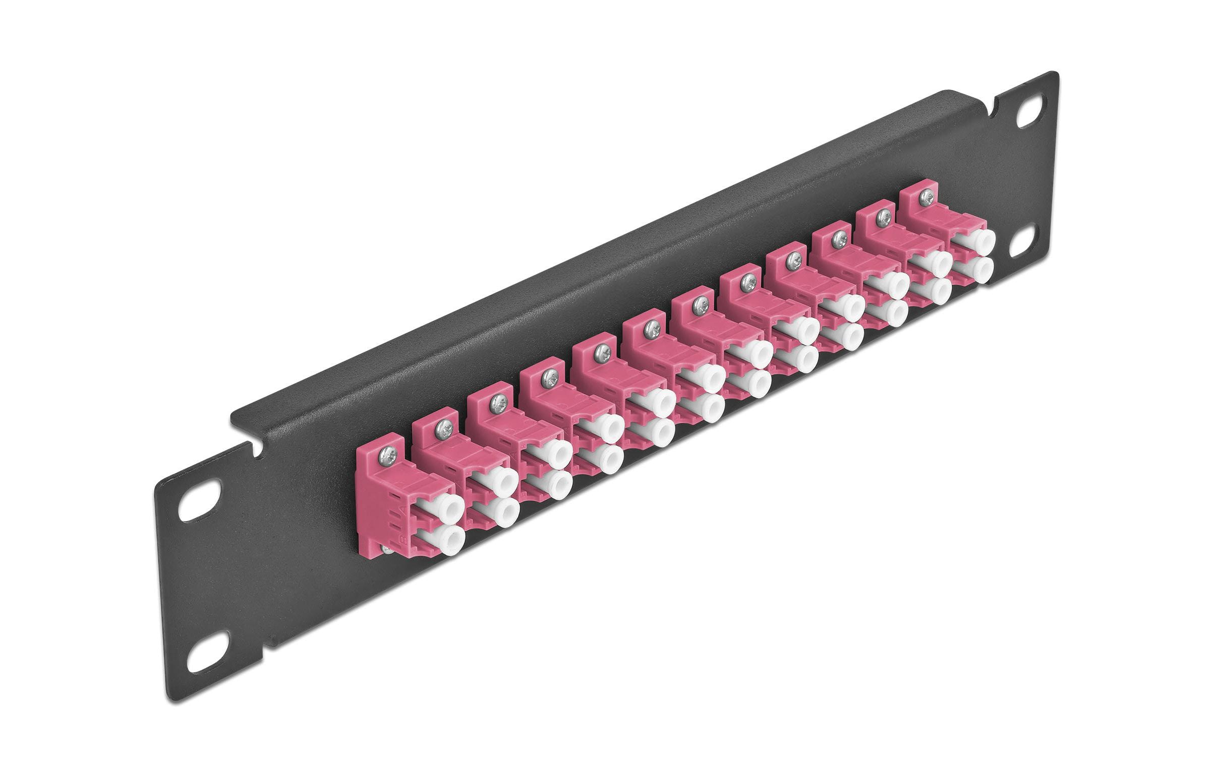 Verteilerplatte 10″ LWL Patchpanel 12 Port LC Duplex schwarz10″ LWL Patchpanel 12 Port LC Duplex violett 1 HE schwarz