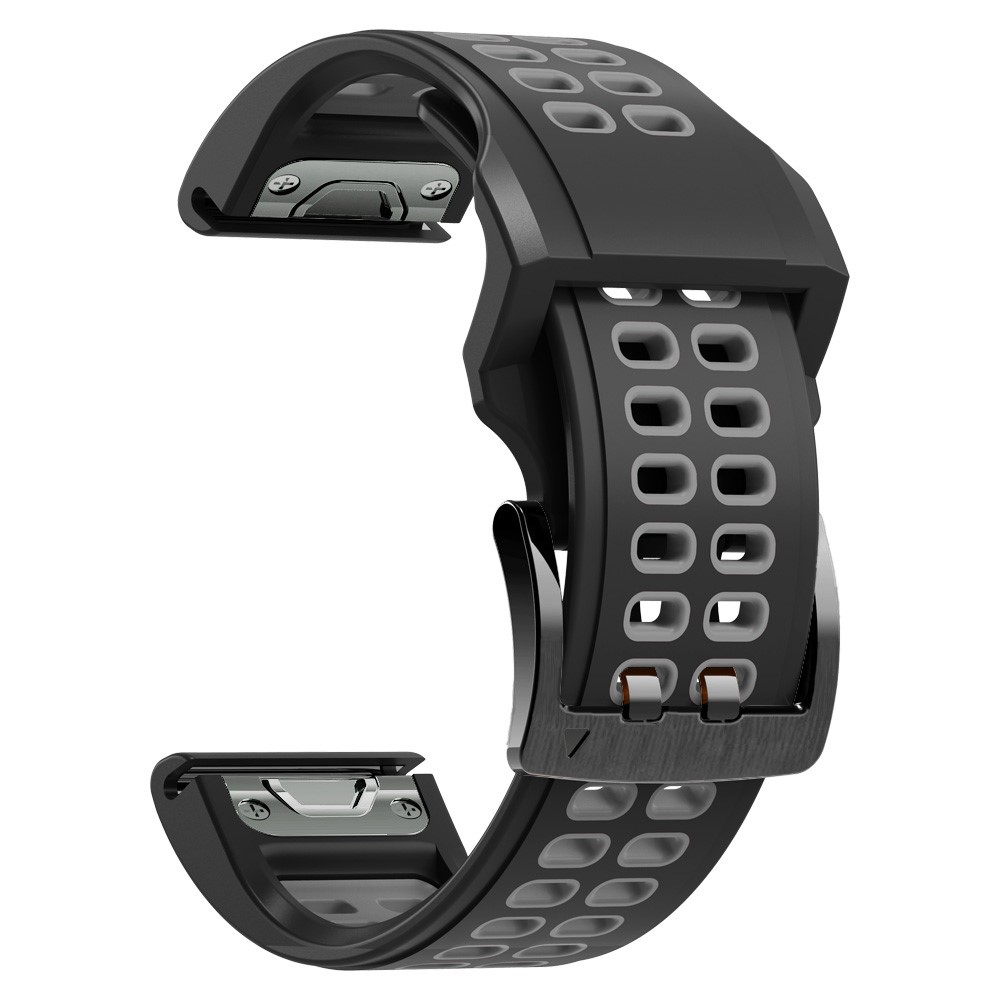 Garmin Fenix 7X Solar Ersatz Silikon Armband Dual Color (Gelenkumfang: 180-220mm) - Schwarz / Grau