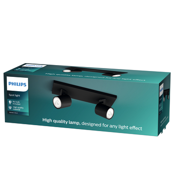 Philips opbouwspots Runner 2-lichts zwart