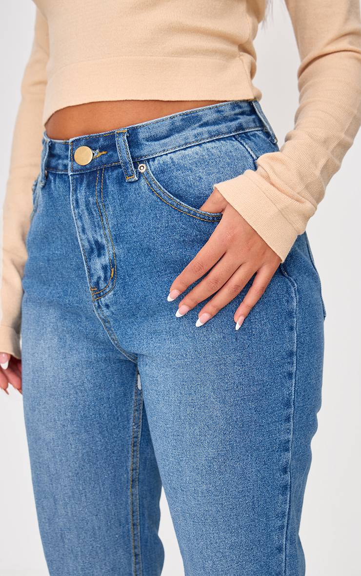 Mid Blue Wash Jean Skinny Rigide Délavage Moyen Petite