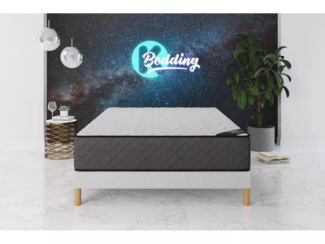 Ensemble matelas Hôtel Confort + sommier 200x200 (2x100x200) hauteur 30cm