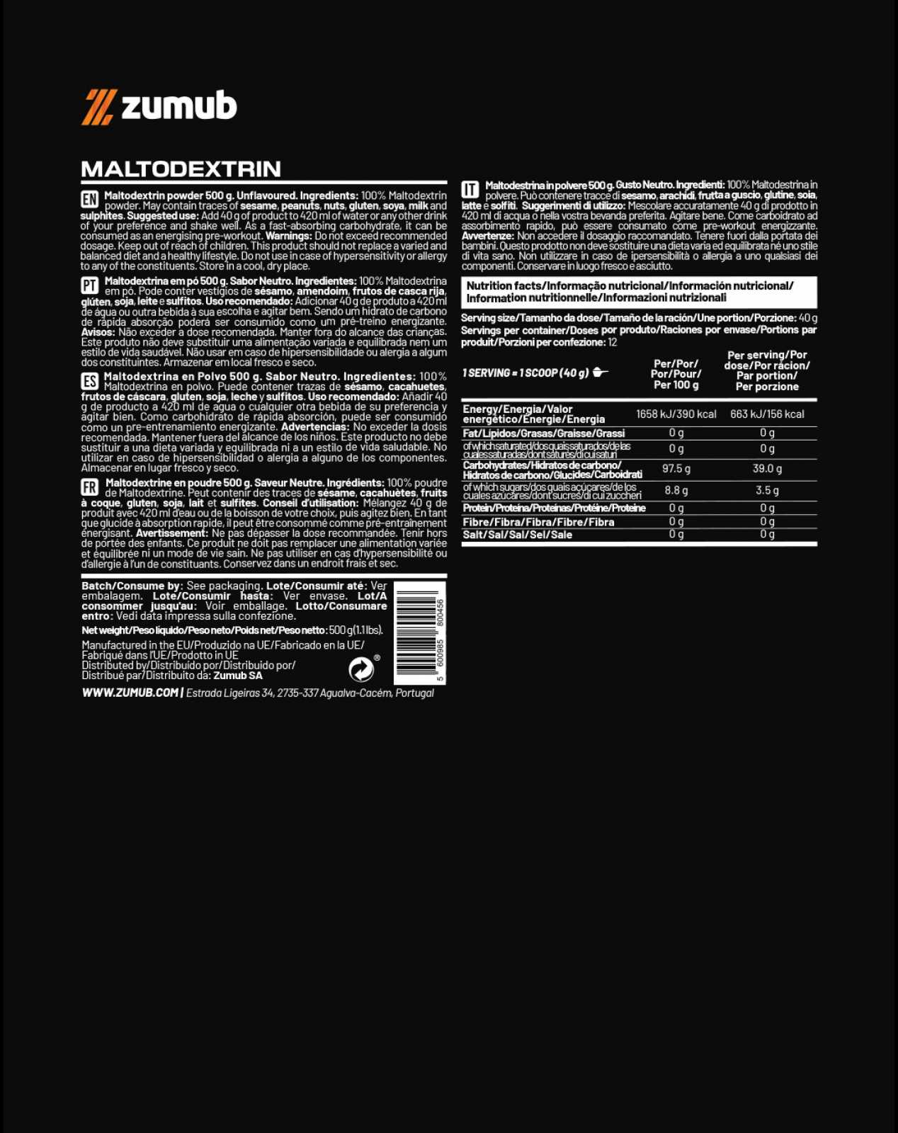 Maltodextrina Zumub 500g