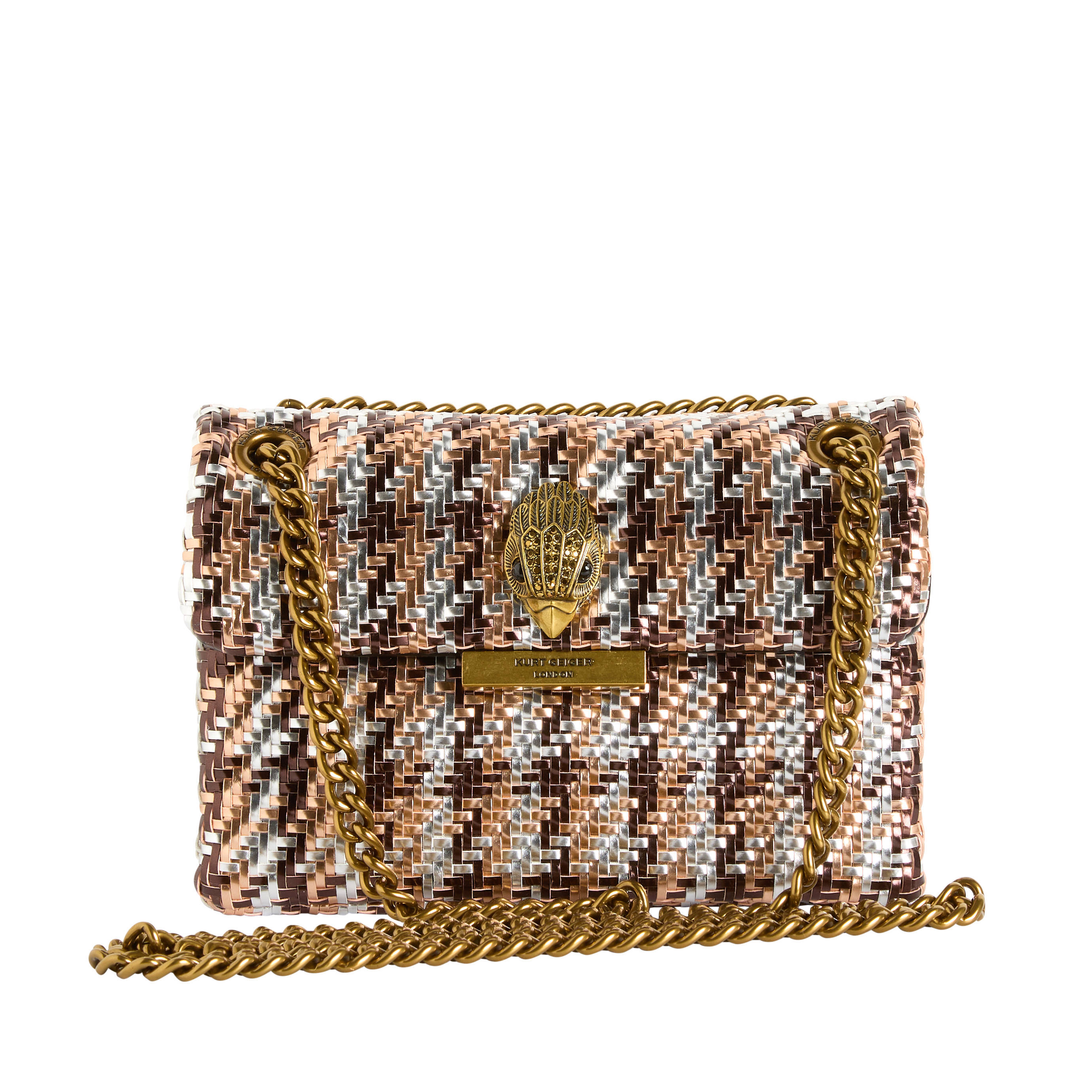 Kurt Geiger gevlochten crossbody tas Mini Kensington bronskleurig