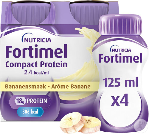 Fortimel Compact Protein 2.4kcal Saveur Banane Complément Nutritionnel Dénutrition 4x125ml