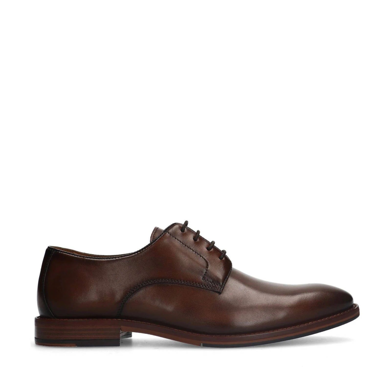 Manfield leren veterschoenen donkerbruin