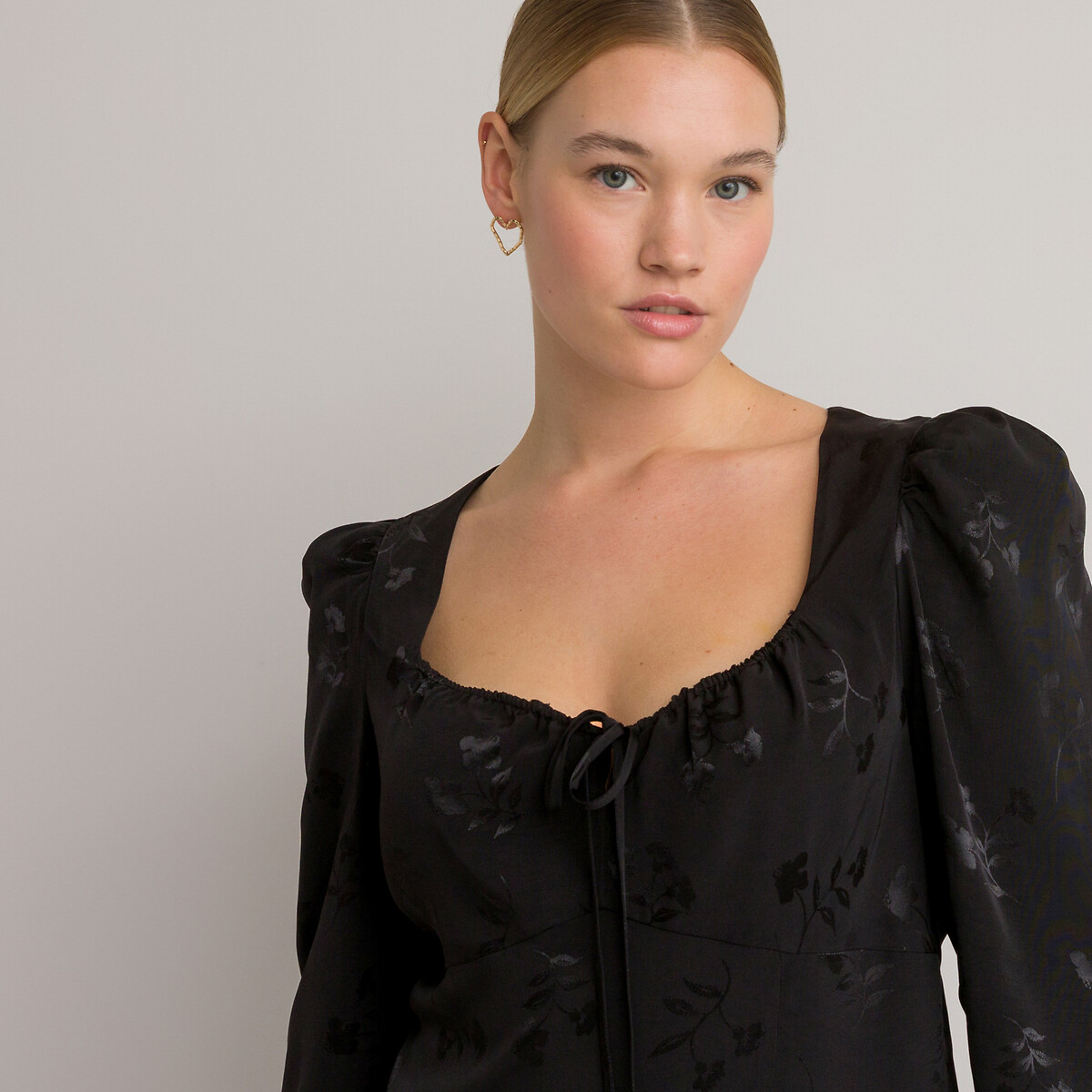 COLEÇÕES LA REDOUTE<br>Vestido longo jacquard, mangas compridas