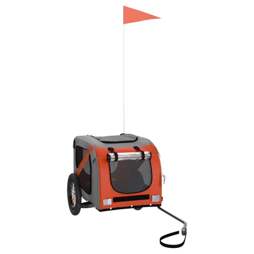 Remorque de vélo pour animaux de compagnie orange et gris