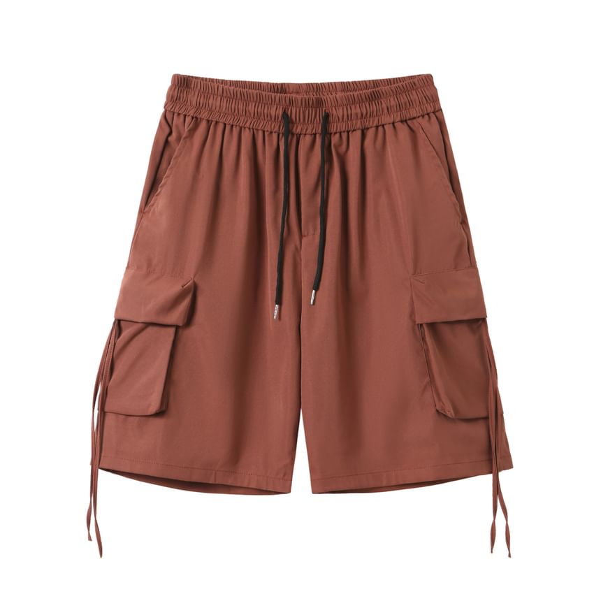 Obikan - Effen cargoshorts met trekkoordtaille