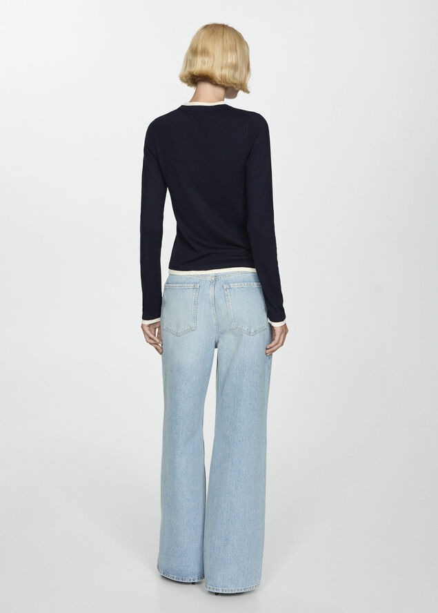 MANGO Contrast trim sweater Navy