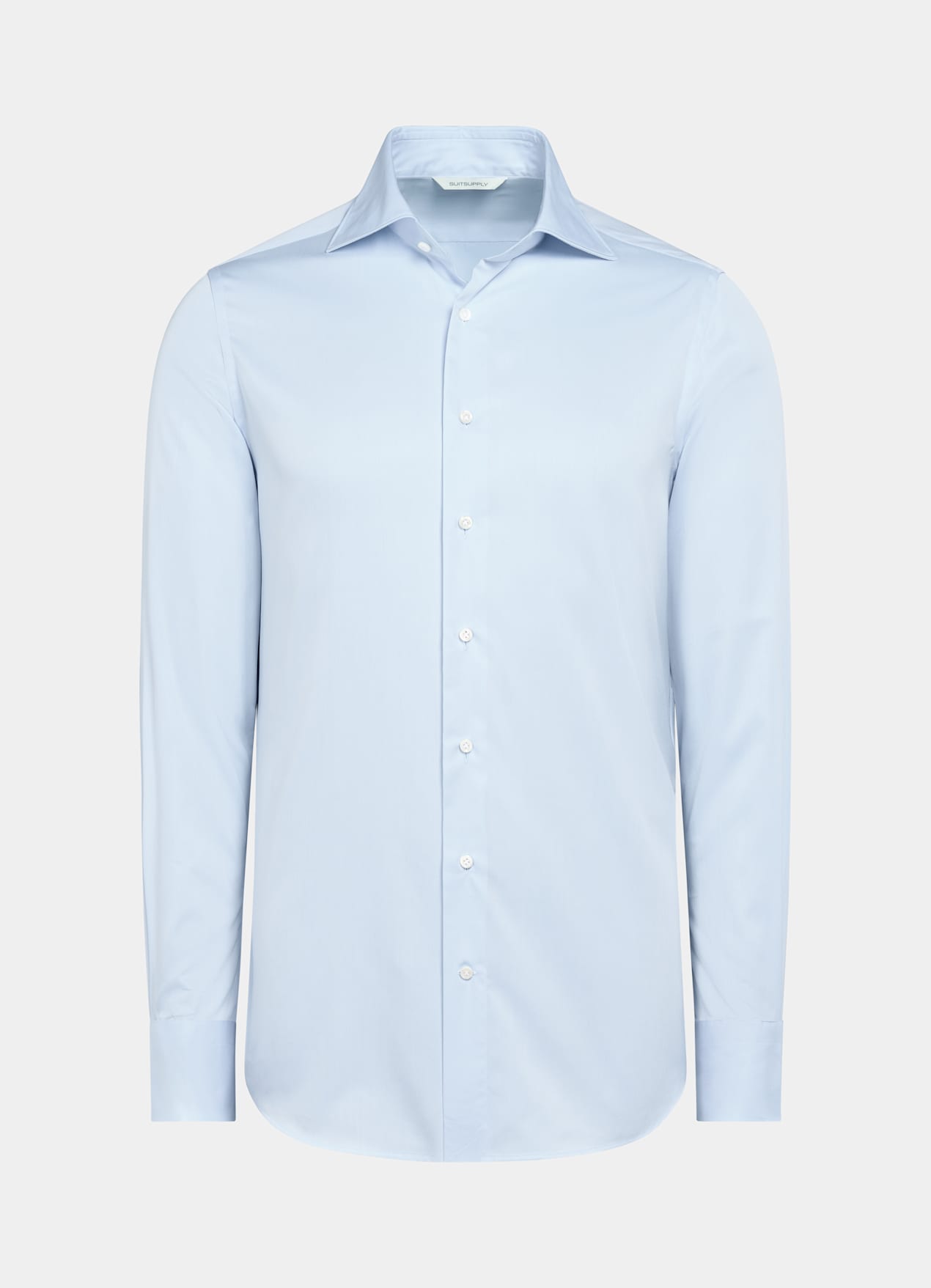 Chemise coupe tailored en popeline bleu clair