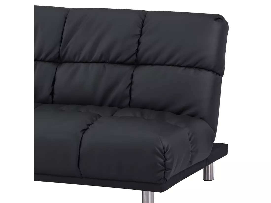 Angle Canapé-lit clic-clac 2 places + meridienne réversible gauche / droite pour couchage d’appoint taille 120 x 229 cm en PU noir - MELLOW